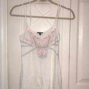 Express White Crossback Tank Top